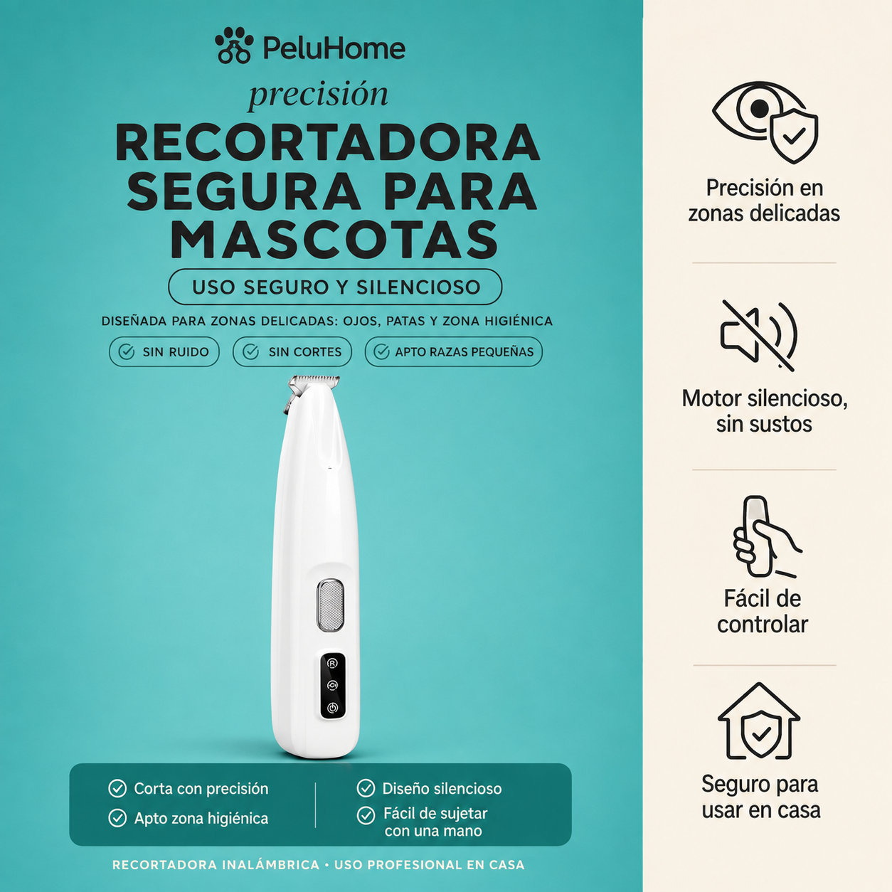 PeluHome ZenTrim — Recortadora de Precisión para Mascotas